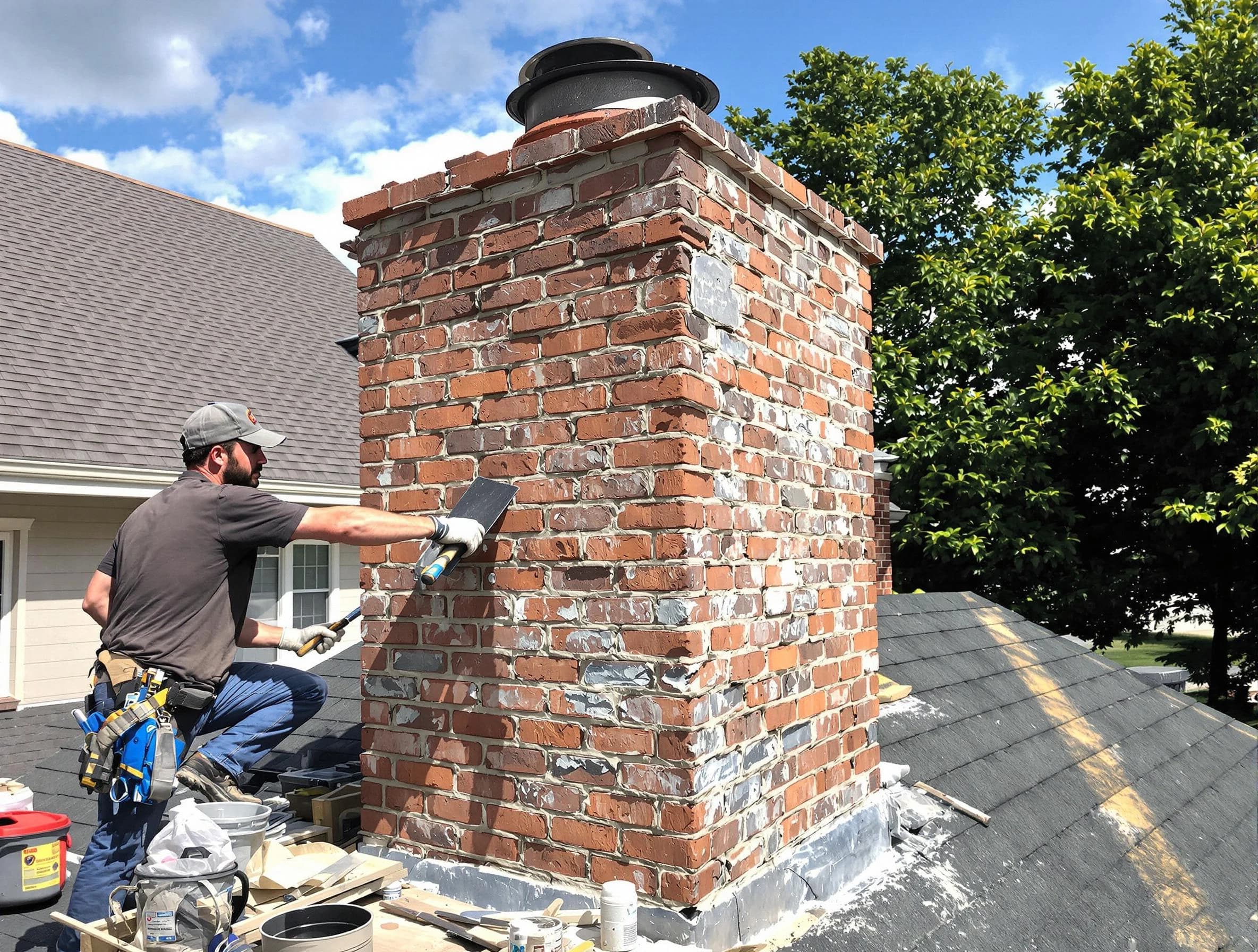 Completed chimney rebuild by Moore Chimney Sweep in Moore, OK