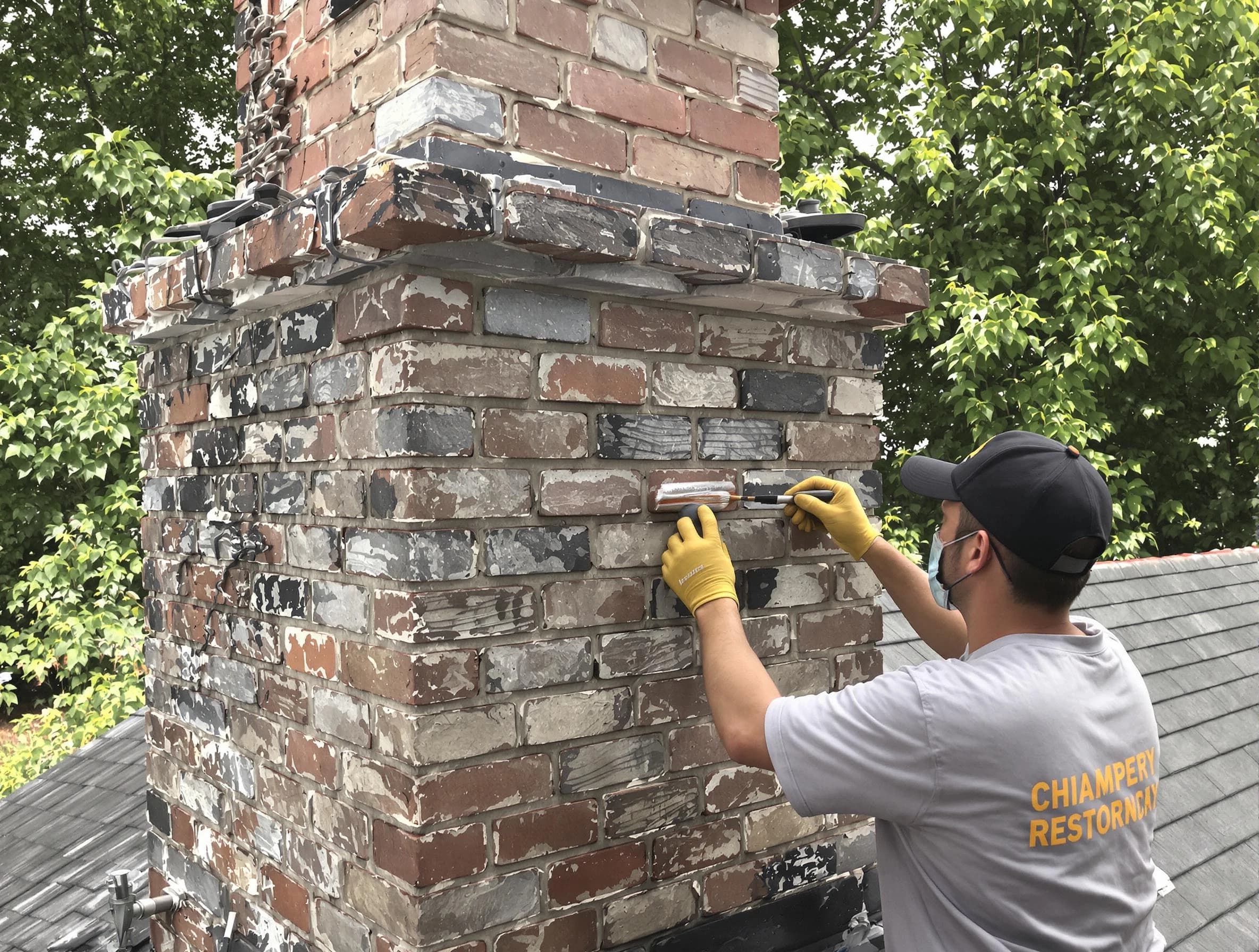 In-progress chimney restoration by Moore Chimney Sweep in Moore, OK