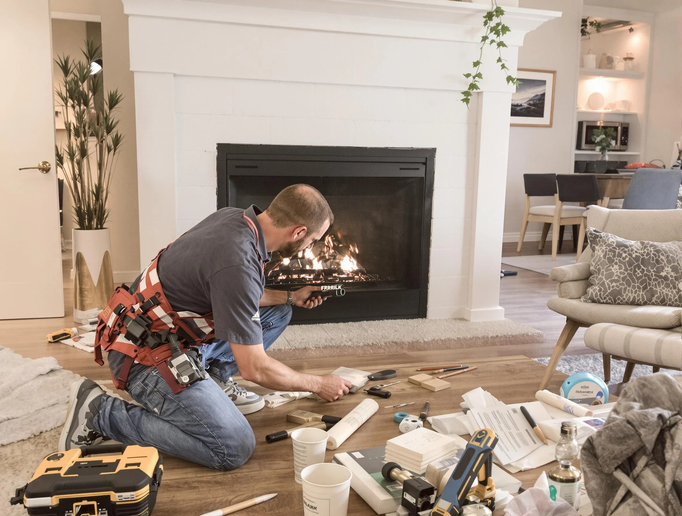 Moore Chimney Sweep performing fireplace repair in Moore, OK