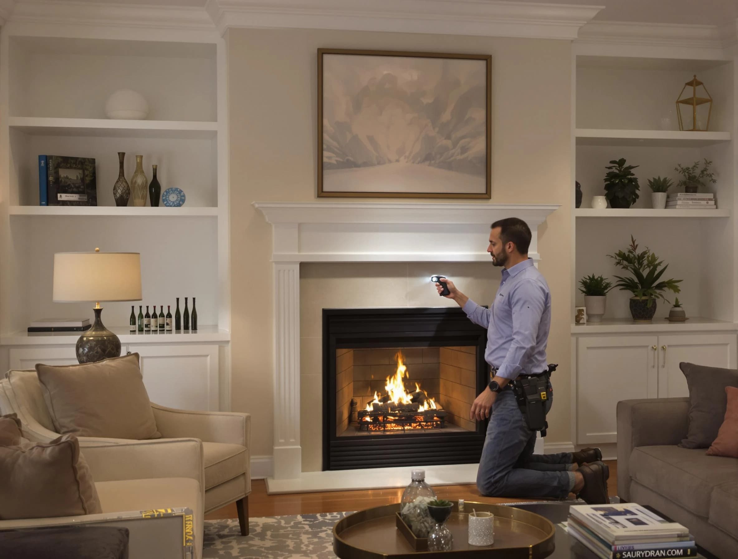 Moore Chimney Sweep conducting a fireplace safety inspection in Moore, OK