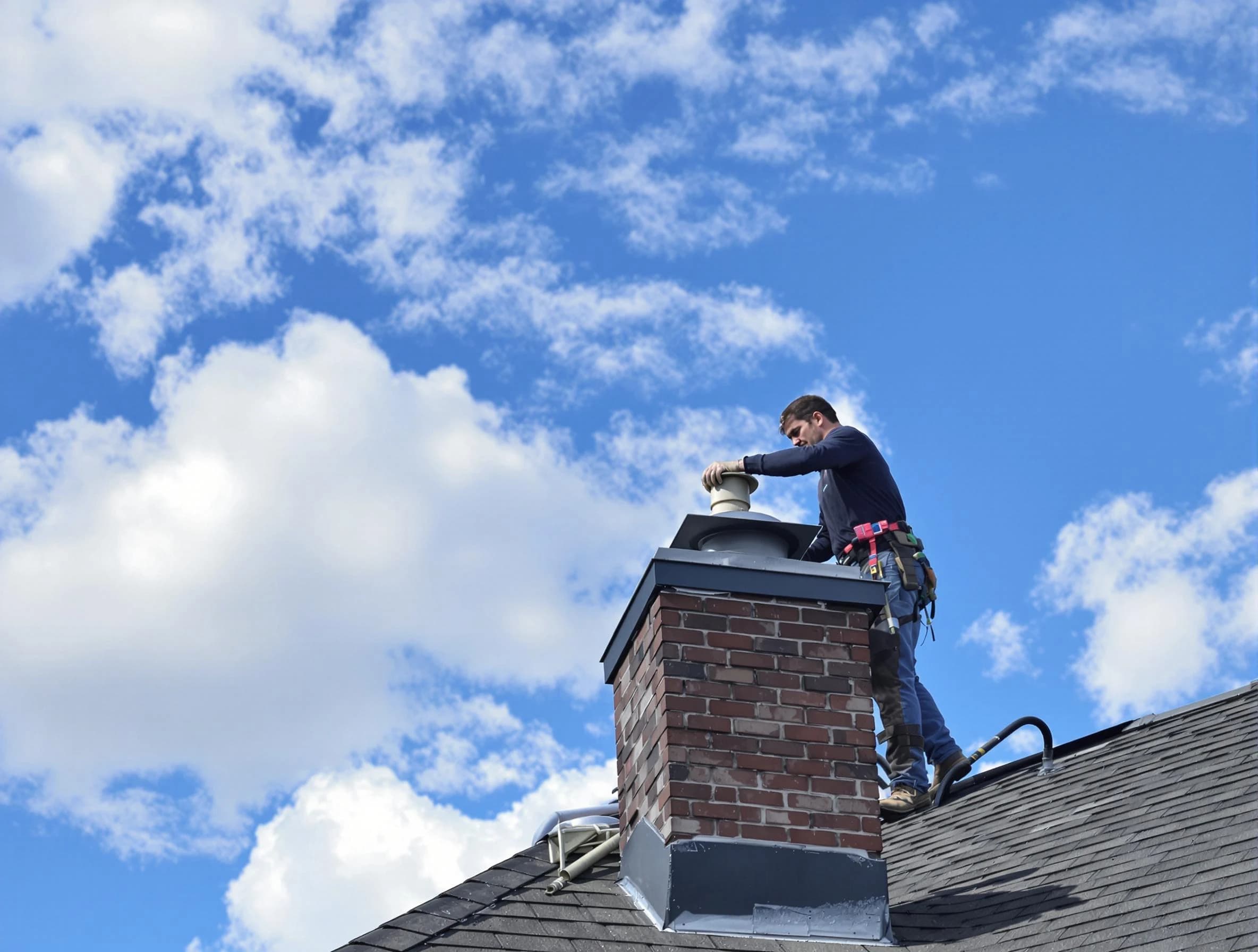 Moore Chimney Sweep installing a sturdy chimney cap in Moore, OK