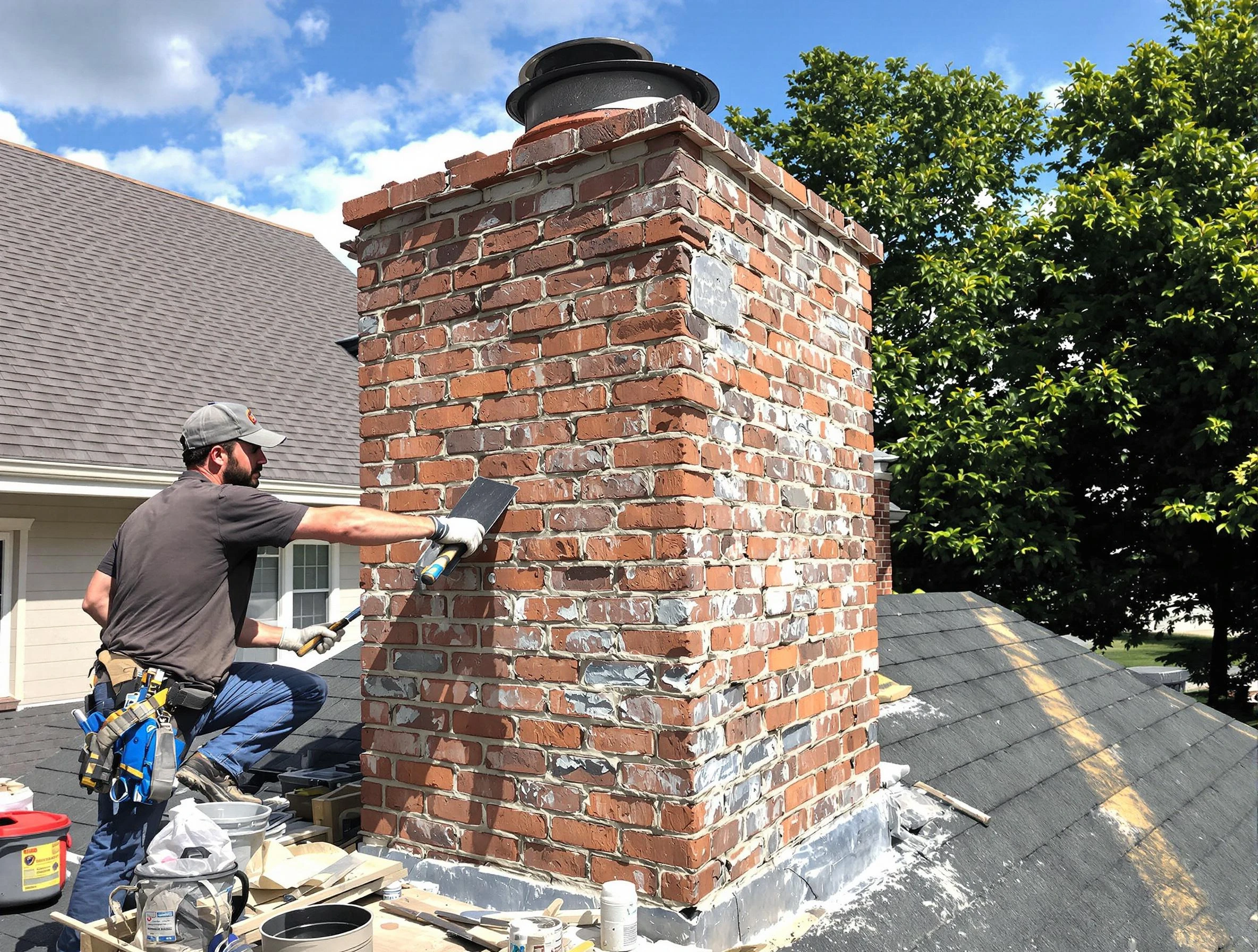 Completed chimney rebuild by Moore Chimney Sweep in Moore, OK
