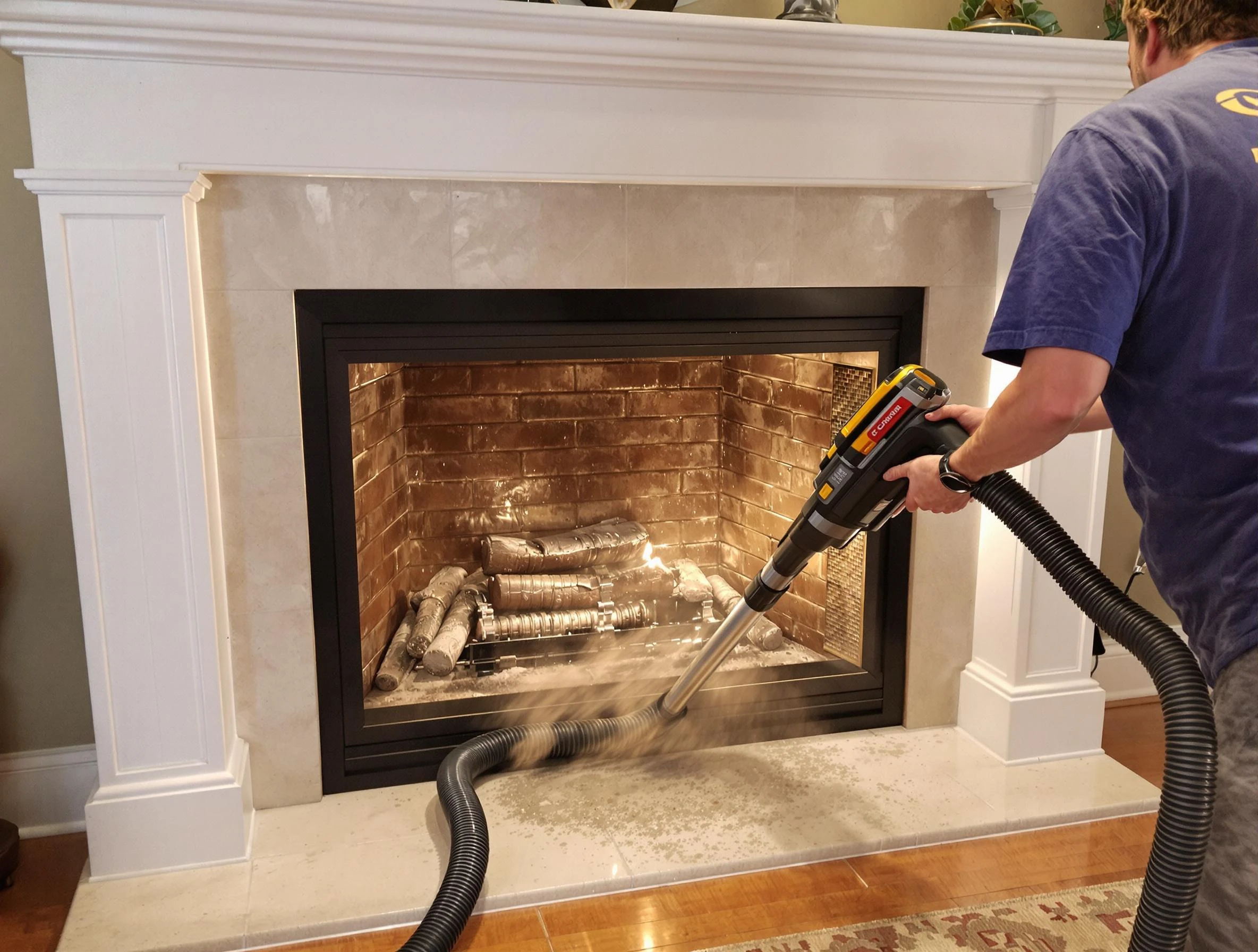 Fireplace cleaning performed by Moore Chimney Sweep in Moore, OK