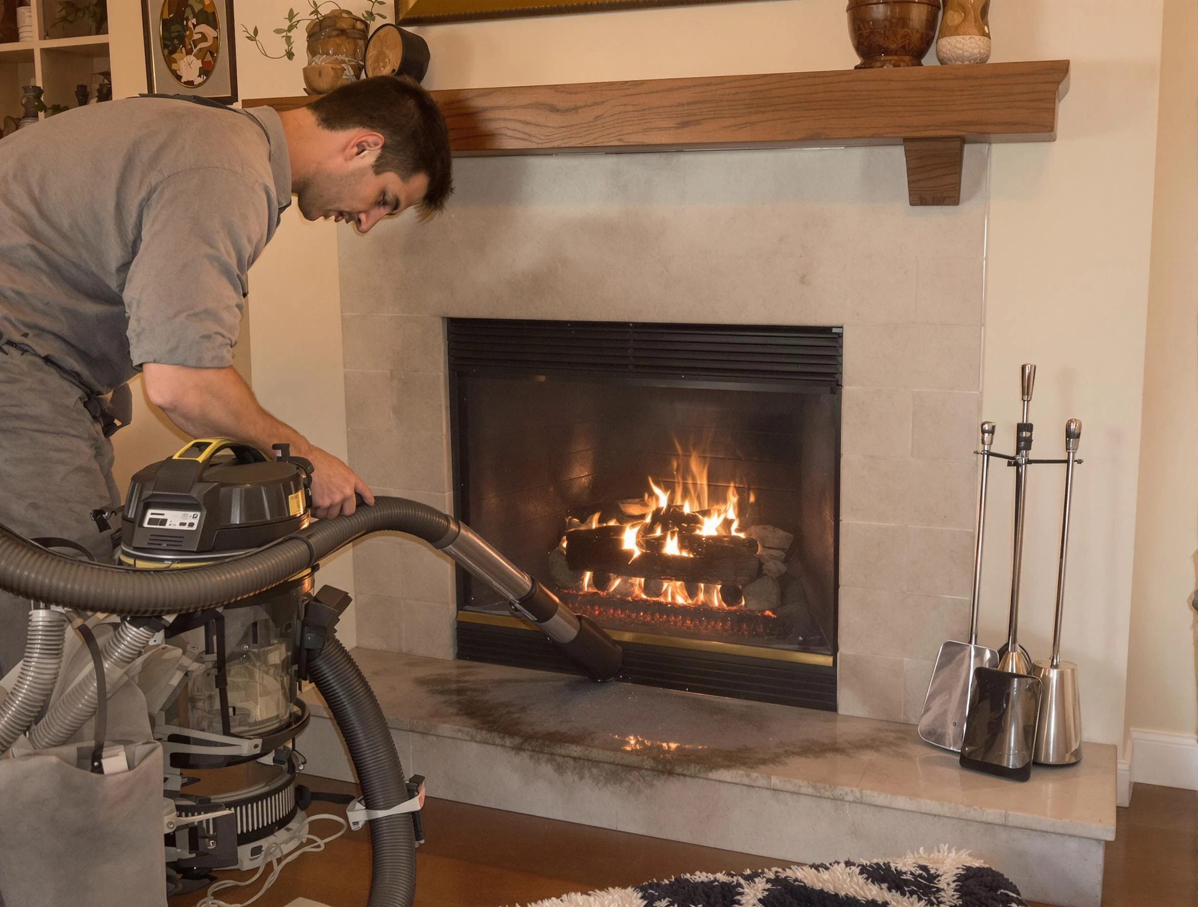 Routine fireplace upkeep by Moore Chimney Sweep in Moore, OK